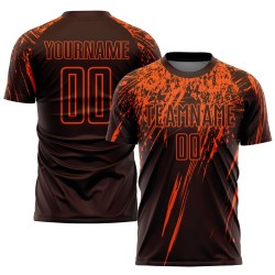Maglia da calcio personalizzata marrone arancione con stampa a sublimazione