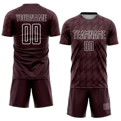Maglia da calcio personalizzata marrone bianca con stampa a sublimazione