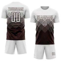 Maglia da calcio personalizzata marrone bianca con stampa a sublimazione