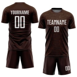 Maglia da calcio personalizzata marrone bianca con stampa a sublimazione