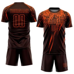 Maglia da calcio personalizzata marrone arancione con stampa a sublimazione